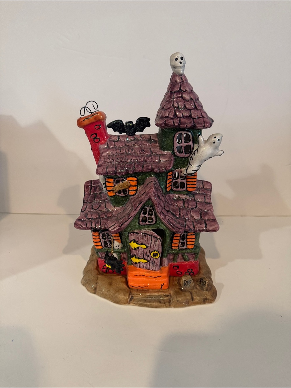 Vintage Ghost Halloween Ceramic Tealight House
